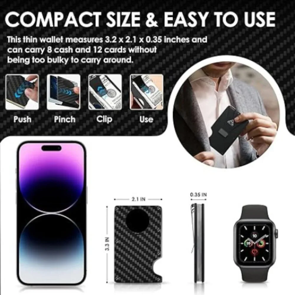 Smart Air Wallet Tracker Credit Card Holder Slim Metal Money Clip RFID Blocker